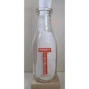 TSPQ Milk Bottle Everett & Thompson Dairy Farm Binghamton NY BROOME County 1955